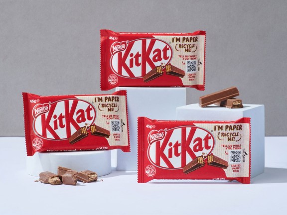 Nestlé has partnered with Coles Supermarkets in Australia for an exclusive trial of KitKat bars wrapped in paper packaging
