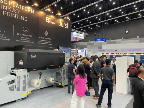 Durst Group was one of the few European manufacturers arriving at the Labelexpo show with an impressive equipment lineup