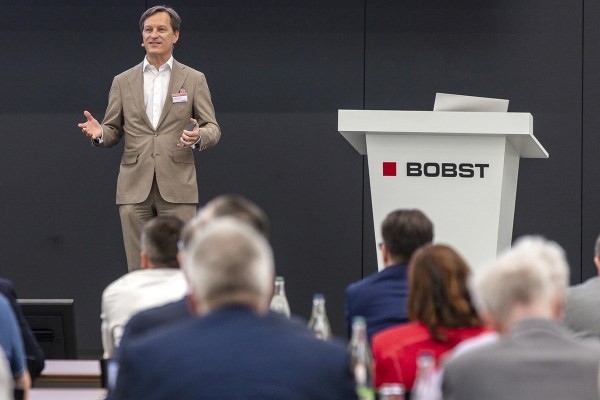 Jean-Pascal Bobst, CEO, Bobst Group, speaking during the press conference